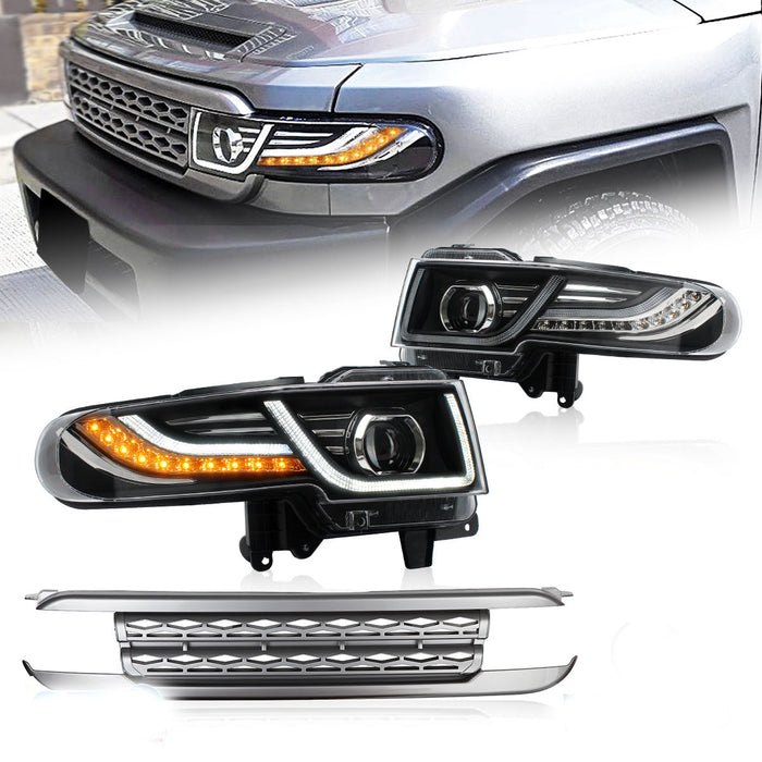 VLAND LED Headlights With Grille For Toyota Fj Cruiser 2007-2015