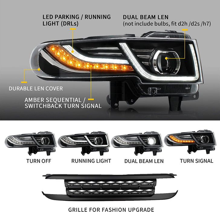 VLAND LED Headlights With Grille For Toyota Fj Cruiser 2007-2015