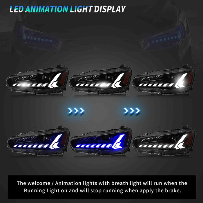 Phares de projecteur LED VLAND pour Mitsubishi Lancer GT evolution EVO X 2008-2017 Demon Eyes assemblage de feux avant de rechange