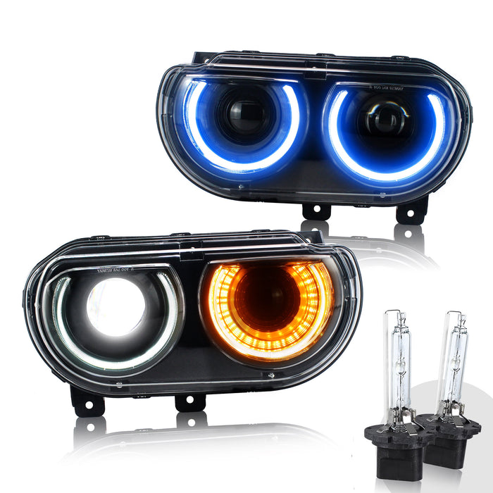 VLAND LED-RGB-Scheinwerfer für Dodge Challenger 2008–2014, mehrere Farbwechsel-Frontlampen