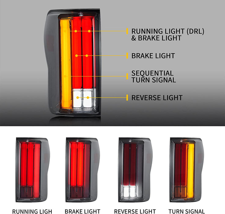 2007–2013 Toyota Tundra LED-Rücklichter in Rauchfarbe mit Start-Animation, DRL-Rückleuchten-Baugruppe
