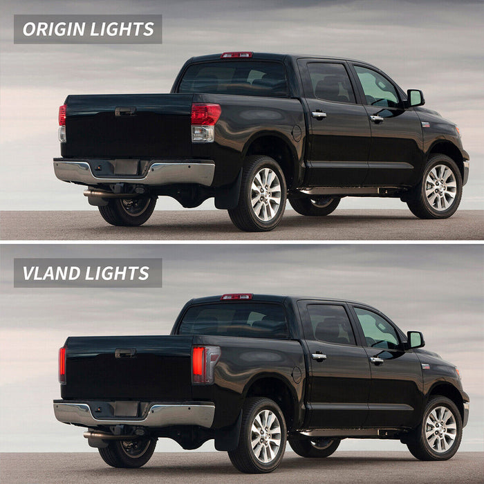 2007-2013 Toyota Tundra LED Smoked Tail Lights With Startup Animation DRL Rear Lamps Assembly