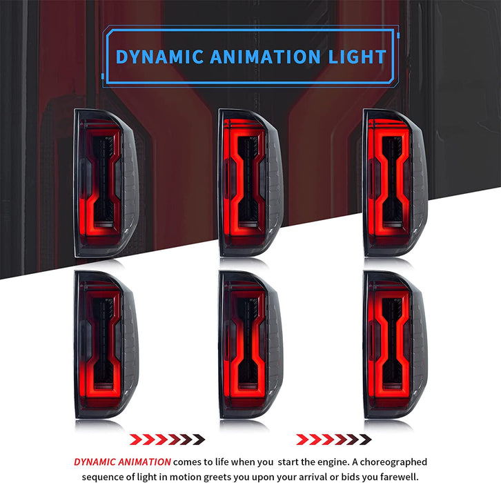 2014-2021 Toyota Tundra LED Smoked Tail Lights With Startup Animation DRL Rear Lamps Assembly