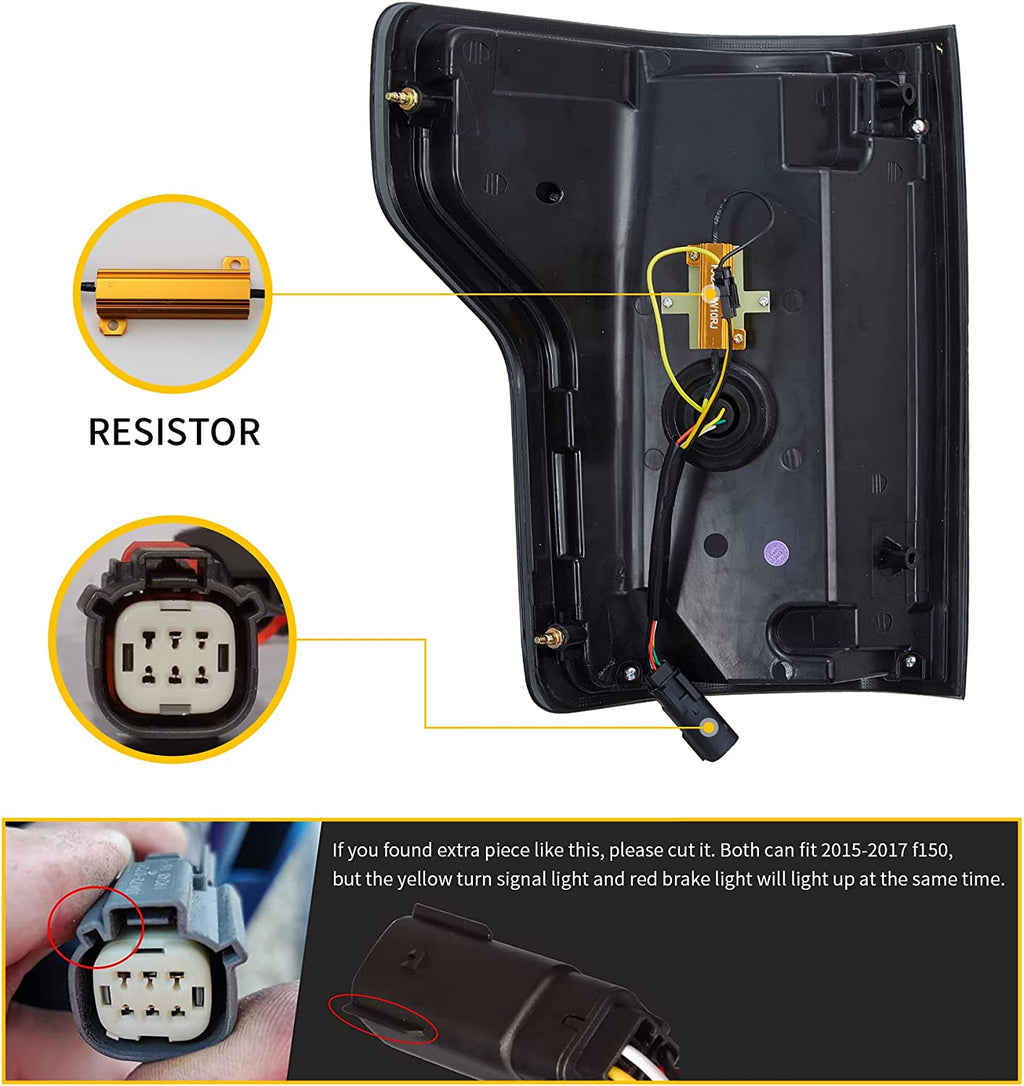 VLAND LED Smoked Taillights For 2015-2020 Ford F150 Halogen Model
