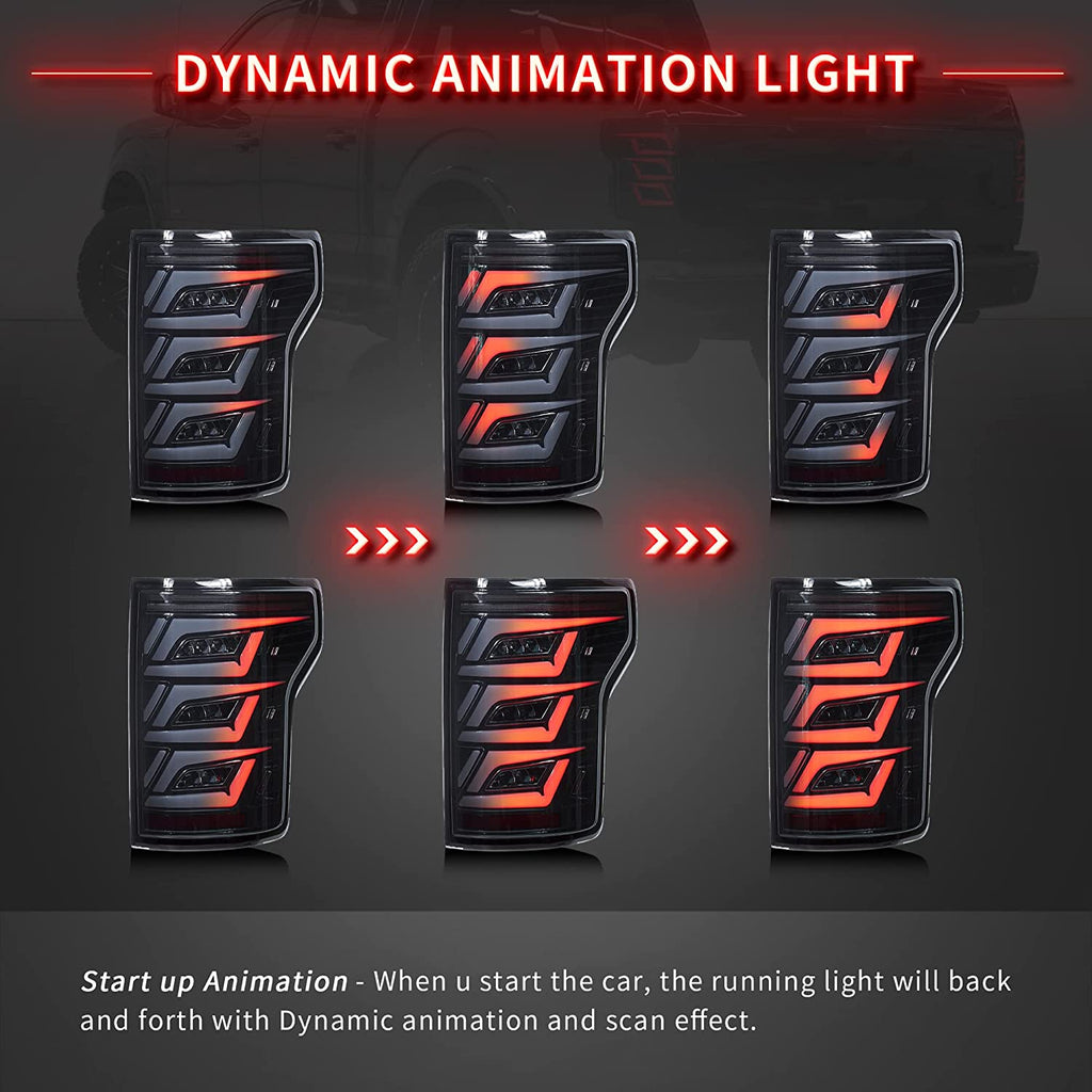 VLAND LED Smoked Taillights For 2015-2020 Ford F150 Halogen Model