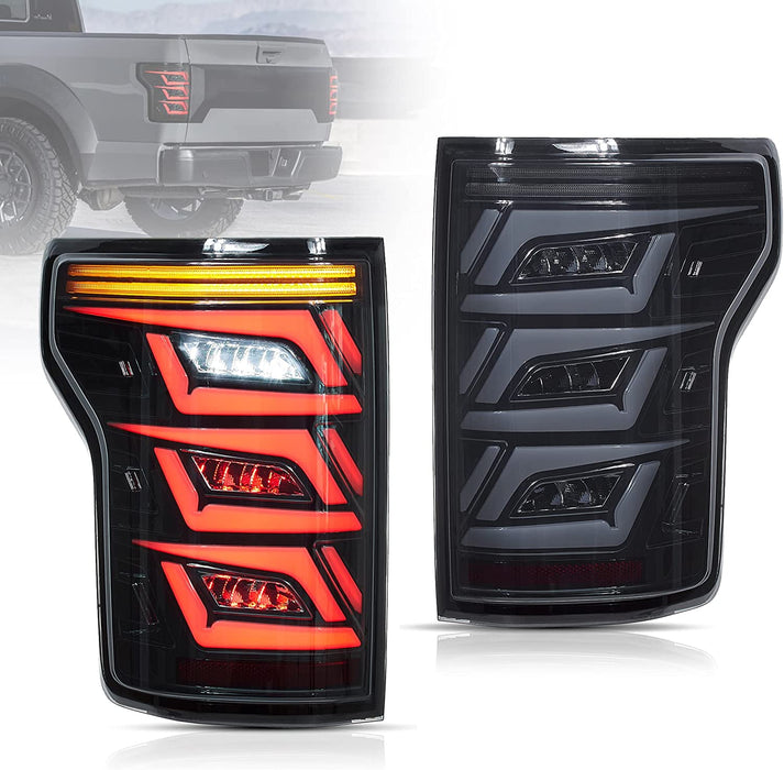 VLAND LED Smoked Tail Lights Assembly For Ford F150 2015-2020 Fits With Factory Halogen Rear Lamps Models