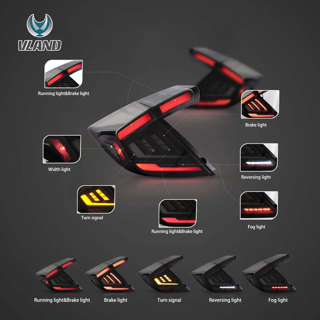 VLAND-LED-Rücklichter für Honda Civic Hottback (FK7) 2016-2021 Typ R (FK8)