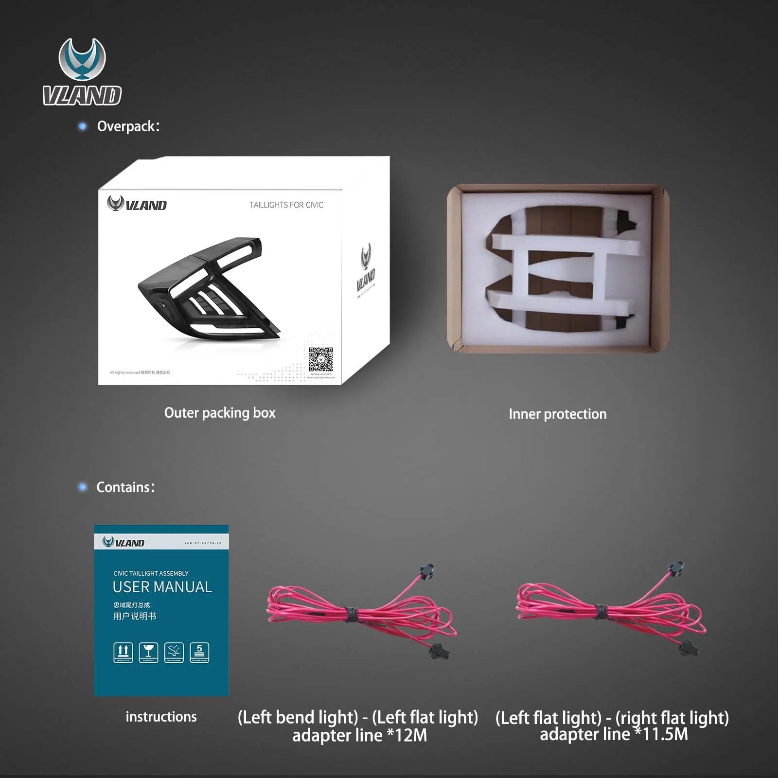 VLAND-LED-Rücklichter für Honda Civic Hottback (FK7) 2016-2021 Typ R (FK8)