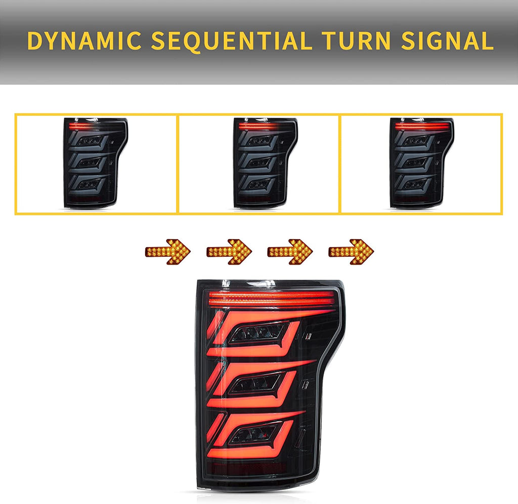 VLAND LED Smoked Taillights For 2015-2020 Ford F150 Halogen Model