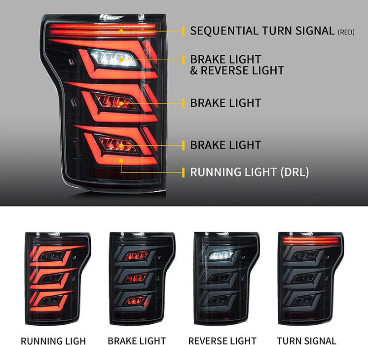 VLAND LED-Rückleuchten, getönt, für Ford F150 2015–2020, passend für werkseitige Halogen-Rückleuchten-Modelle