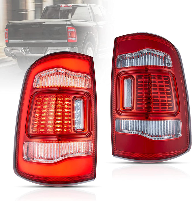 VLAND LED Tail Lights For 2009-2018 RAM 1500/2500/3500 Red Turn Signals Rear Lamps Assembly