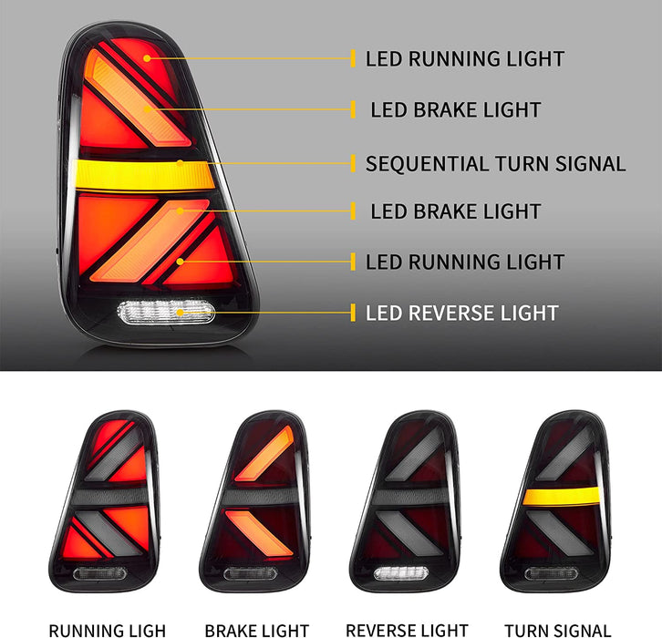 Fanali posteriori a LED VLAND compatibili con i fanali posteriori Mini Cooper R56 R57 R58 R59 2007-2013
