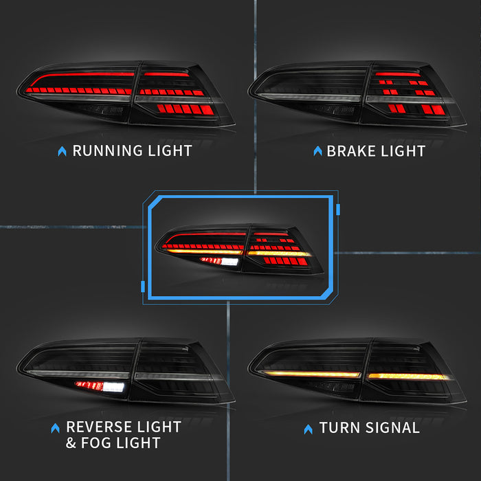 VLAND LED Tail lights For 2015-2021 Volkswagen Golf 7 MK7 MK7.5 Fits Hatchback
