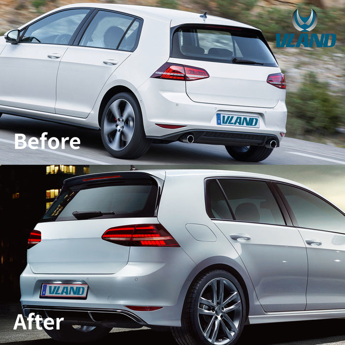 VLAND Feux arrière LED pour Volkswagen Golf 7 MK7 MK7.5 2015-2021 à hayon (Europe 2013-2019)