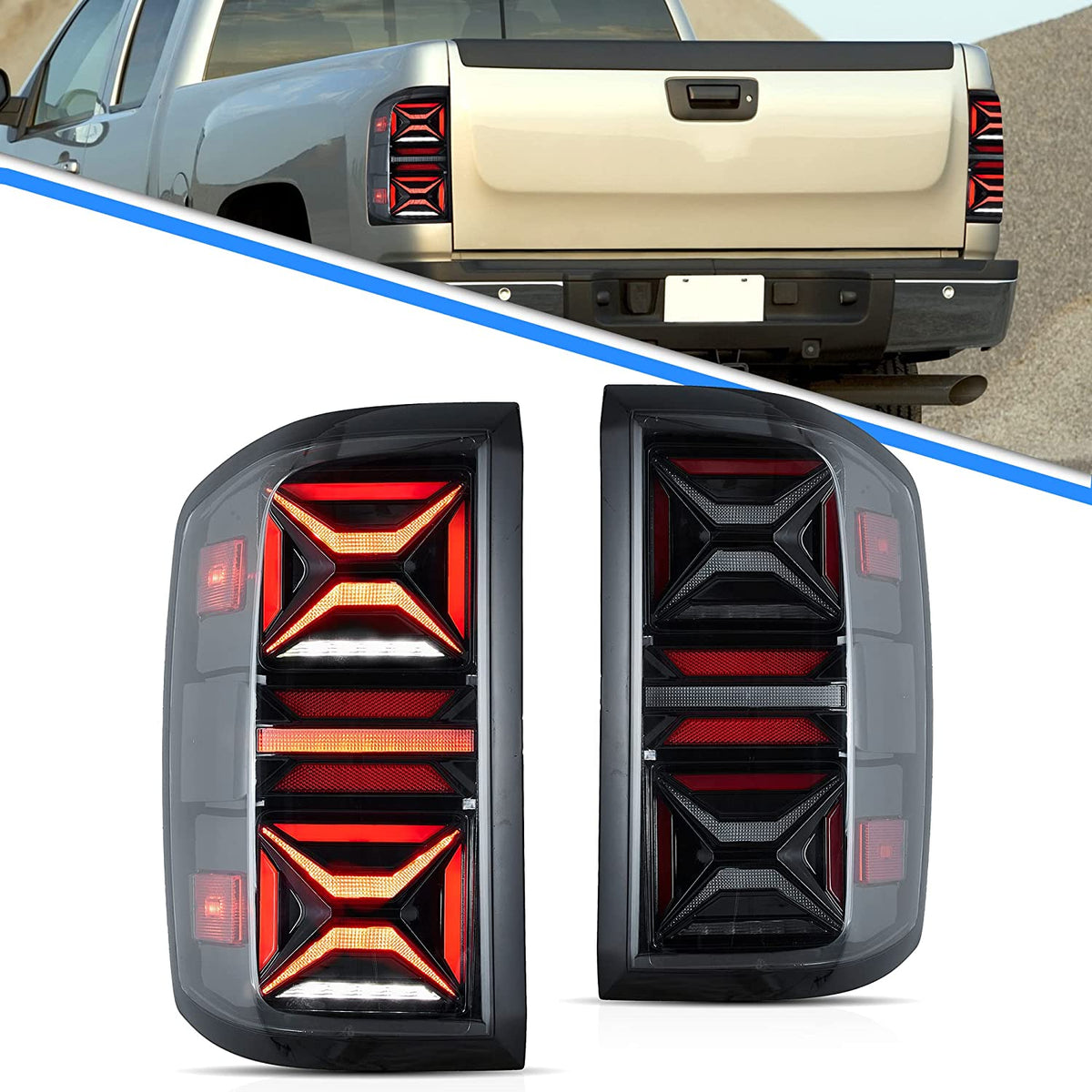 VLAND LED Tail Lights For 2014-2018 Chevy Silverado 1500/2500/3500 – Startup Animation & Sequential Turn Signals