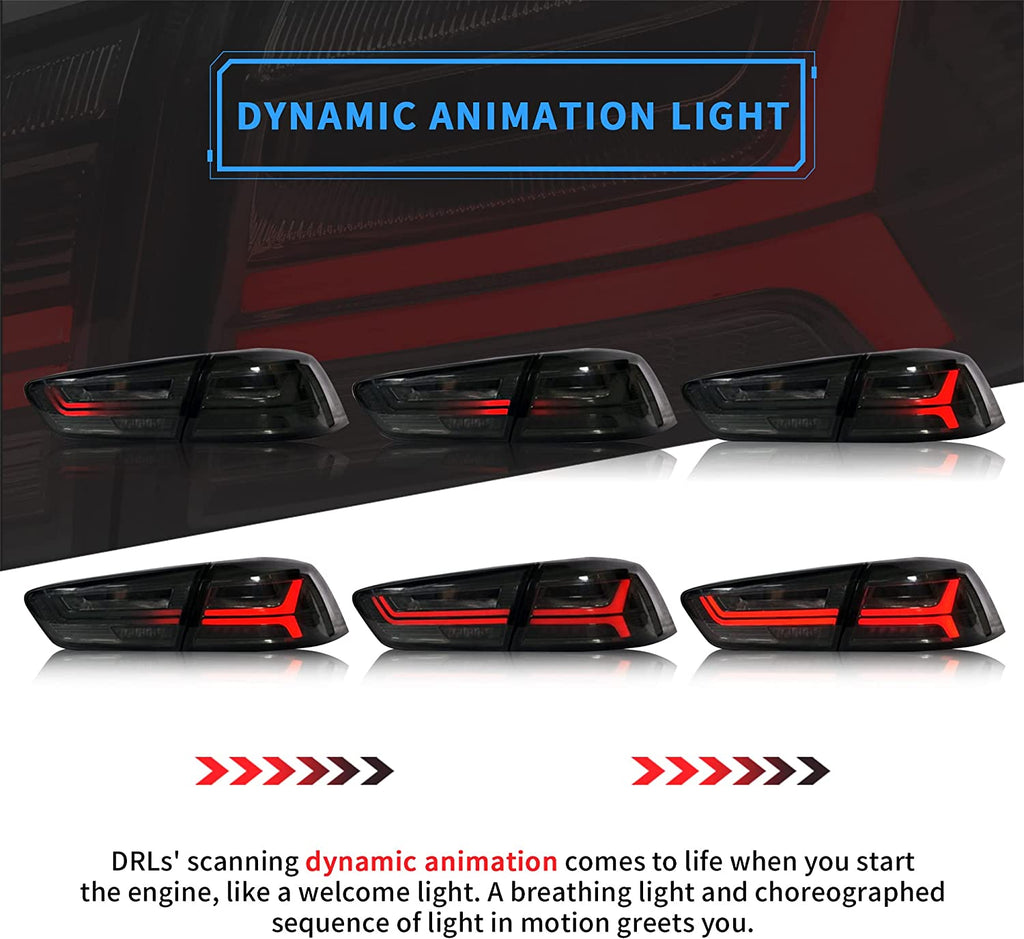 2008-2017年用VLANDLEDテールライトシーケンシャルリアランプ付き三菱ランサーEVOX