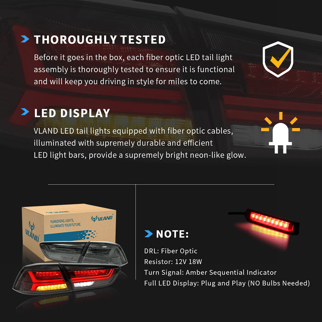 2008-2017年用VLANDLEDテールライトシーケンシャルリアランプ付き三菱ランサーEVOX