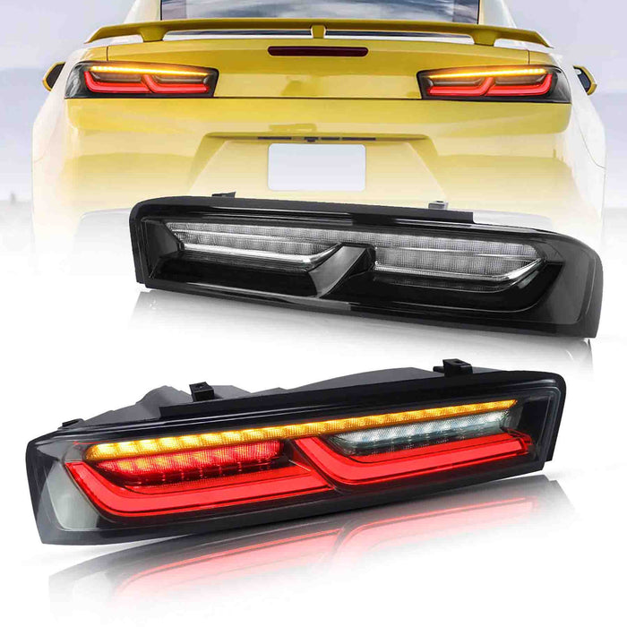 VLAND LED Taillights For Chevrolet Chevy Camaro 2016 2017 2018 with Sequential Switchback Turn Signal (Amber)
