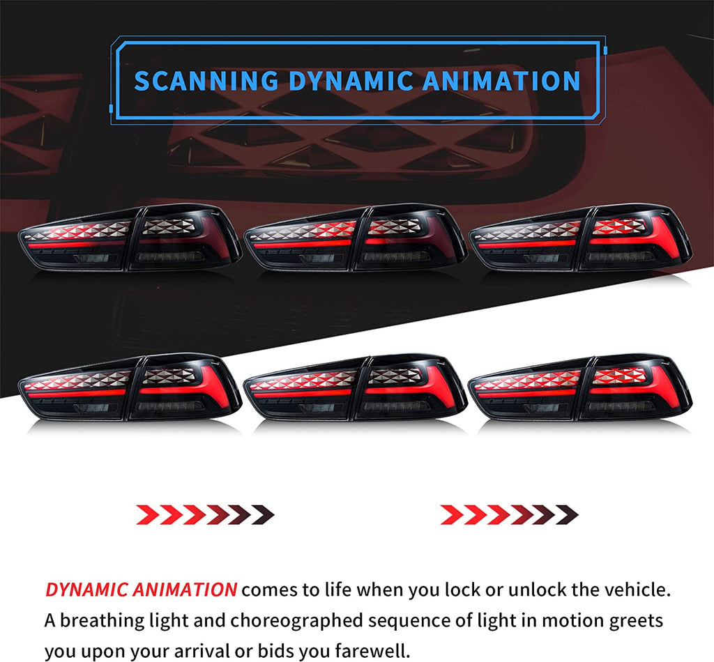 <<t19>0>LAND  LED  Tail  lighTs  For 2008-2018 MiTsubishi  Lancer  Sedan/EVO  X