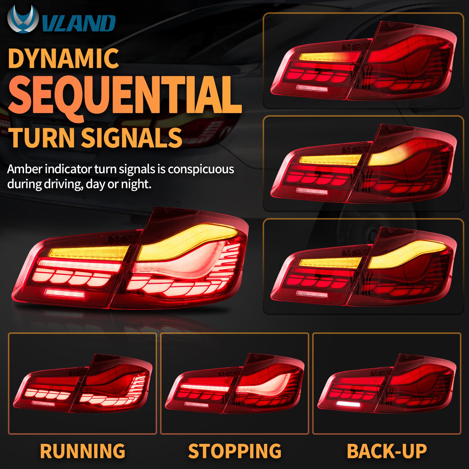 VLAND OLED Tail Lights For 6th Gen BMW 5Series 20102017 F10 F18