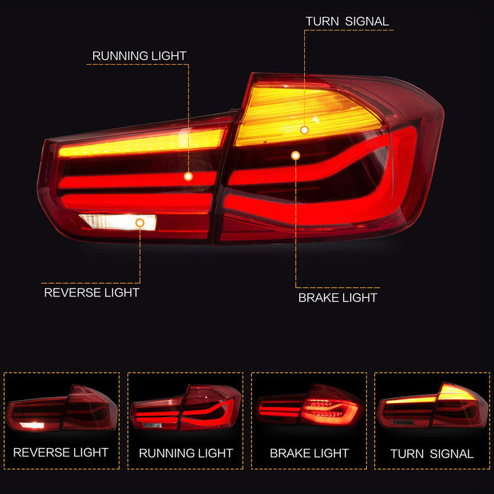 Feux arrière LED VLAND pour BMW 3er F30 F80 2012-2015 avec clignotant séquentiel