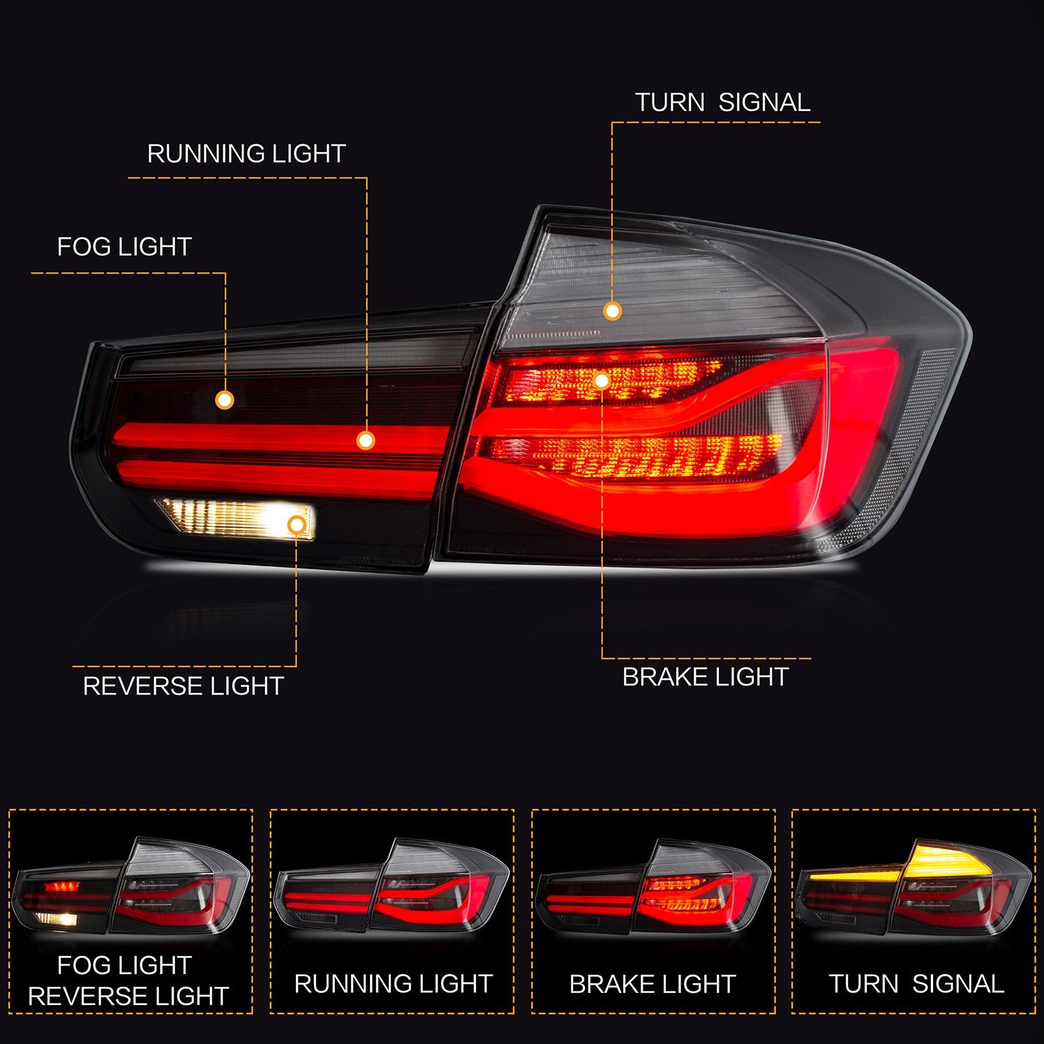 VLAND LEDテールライト 2012-2018 BMW F30 F80 M3 3シリーズ用