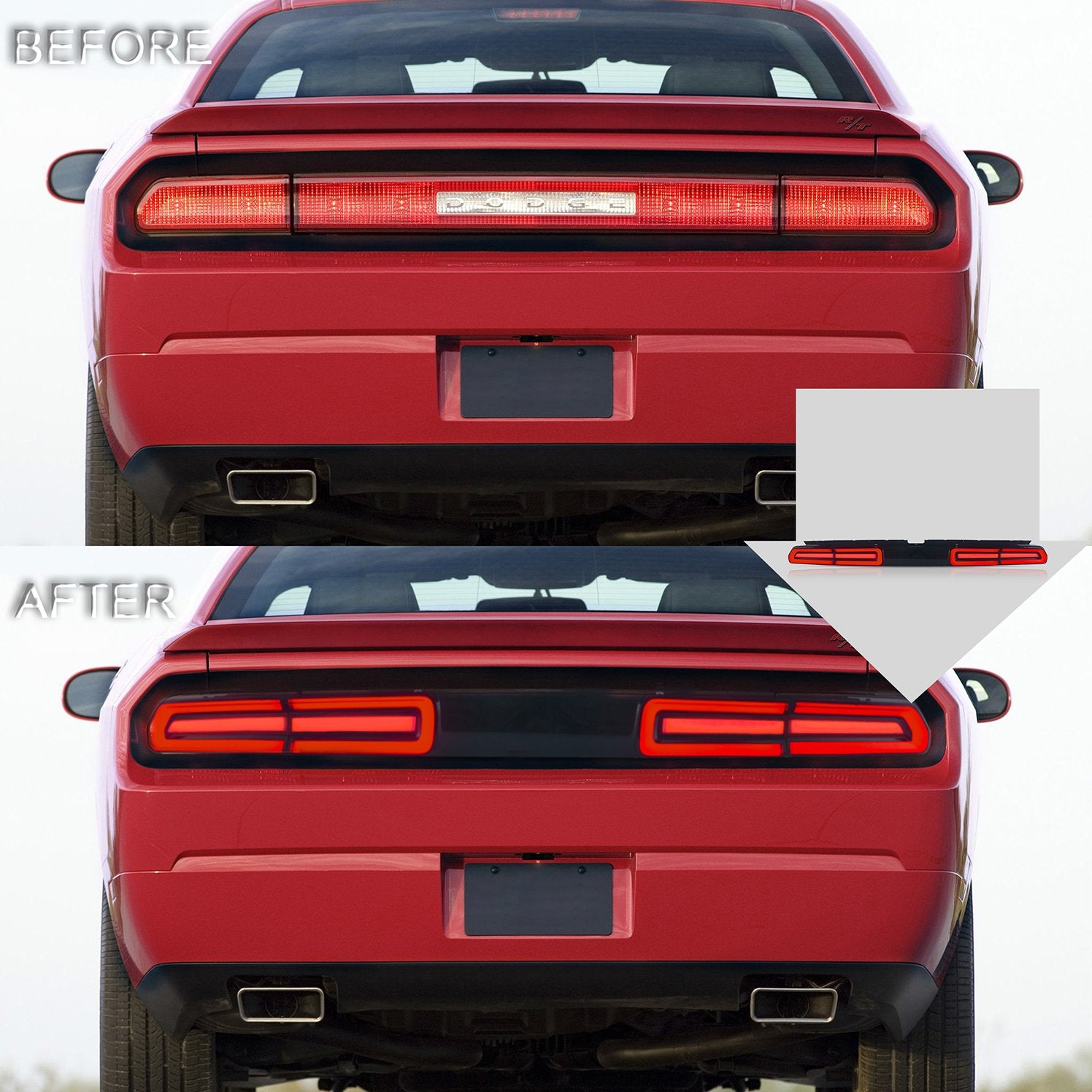 <<t18>0>LAND  LED  TaillighTs  For 2008-2014 Dodge  Challenger  w/Amber  SequenTial  Turn  Signals