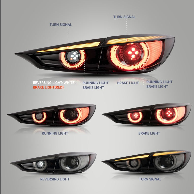 Luces traseras LED VLAND para Mazda 3 Sedan 2014-2018 con señal de giro secuencial