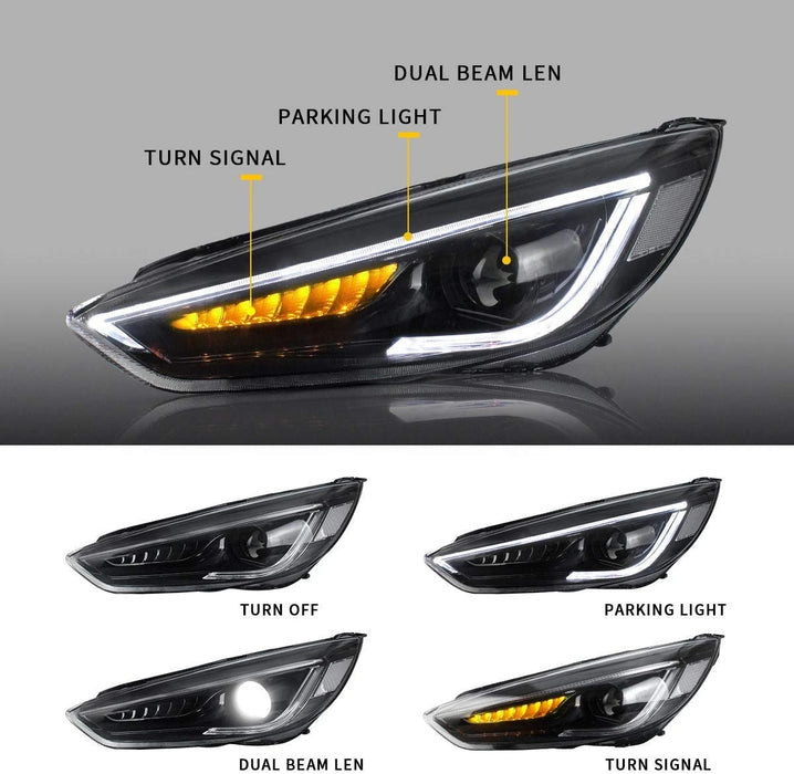 VLAND LED ヘッドライト 2015-2019 フォード フォーカス Mk III フェイスリフト (mk 3.5) 用