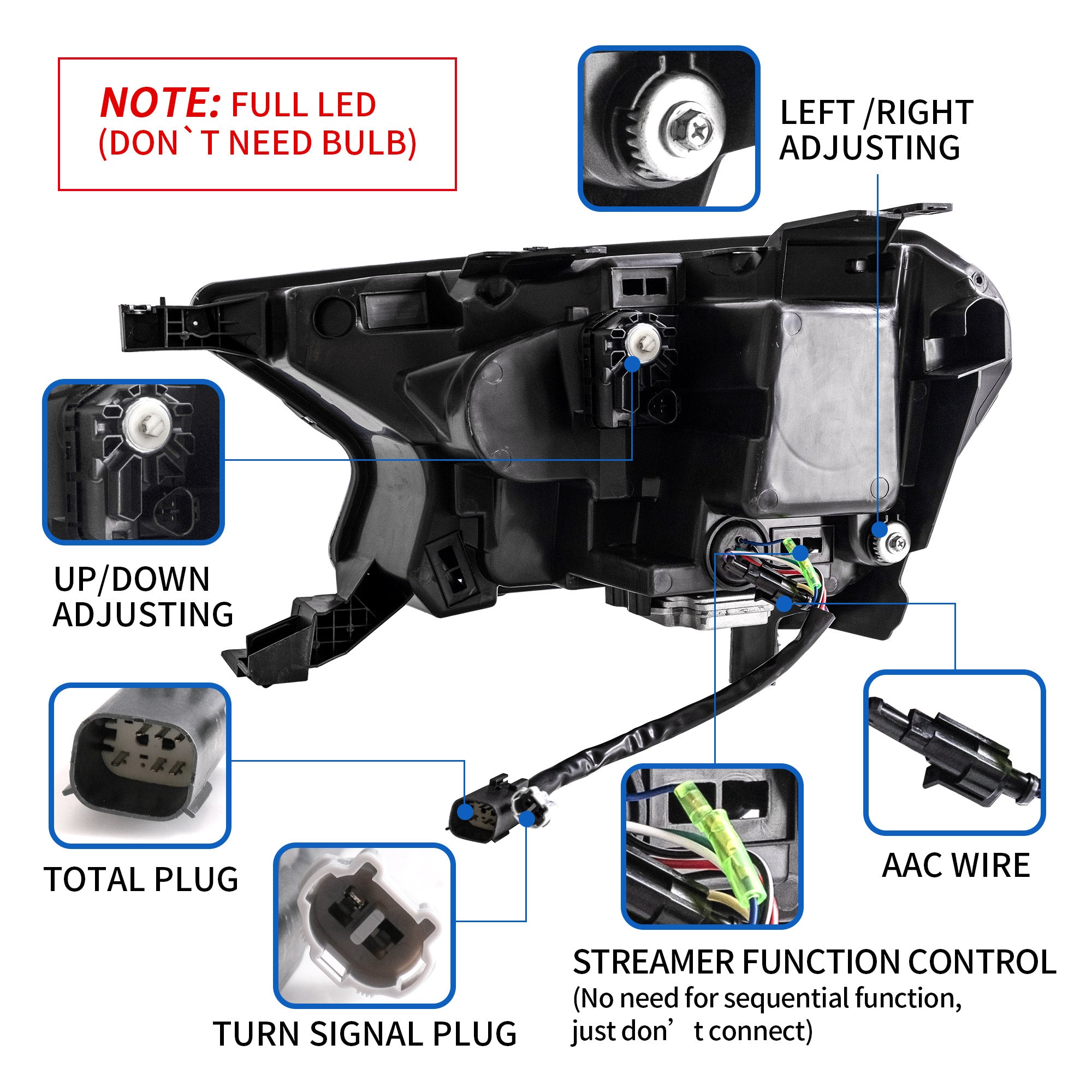 Faros delanteros LED completos VLAND para Ford Ranger 2015-2023 [Edición internacional]