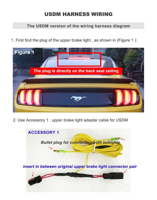 フォードマスタング2015-UP用VLANDフルLEDテールライト（シーケンシャルターンシグナル付き）（5モード切り替え可能）