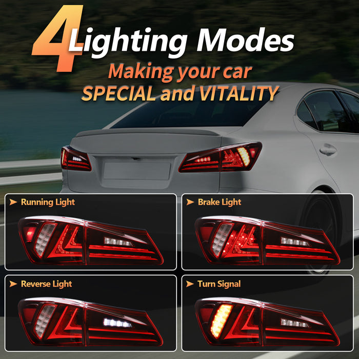 VLAND LED Tail Lights For Lexus IS250, IS350, ISF, IS200d, IS220d 2005-2013 Rear lamps Assembly
