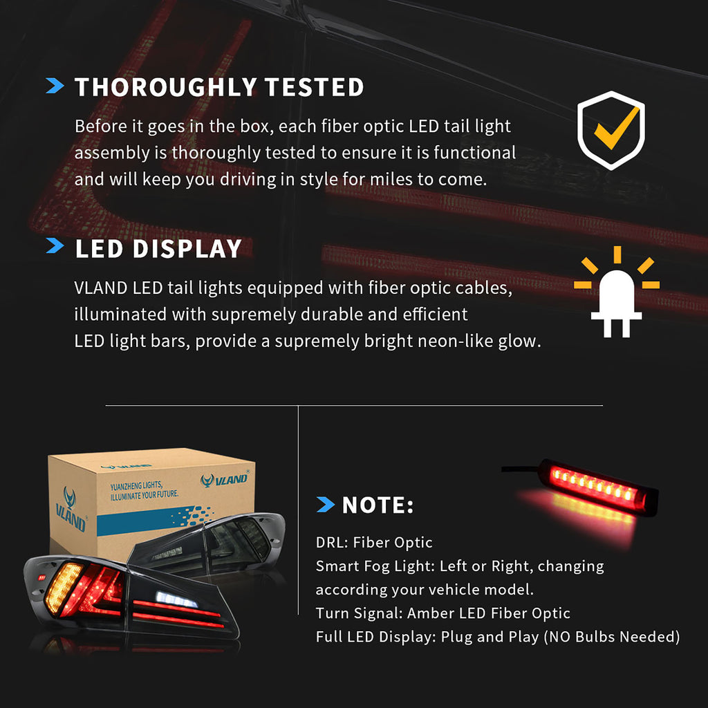 VLAND LED Tail Lights For 2005-2013 Lexus is250 is350/ 2007-2014 isf Rear lights